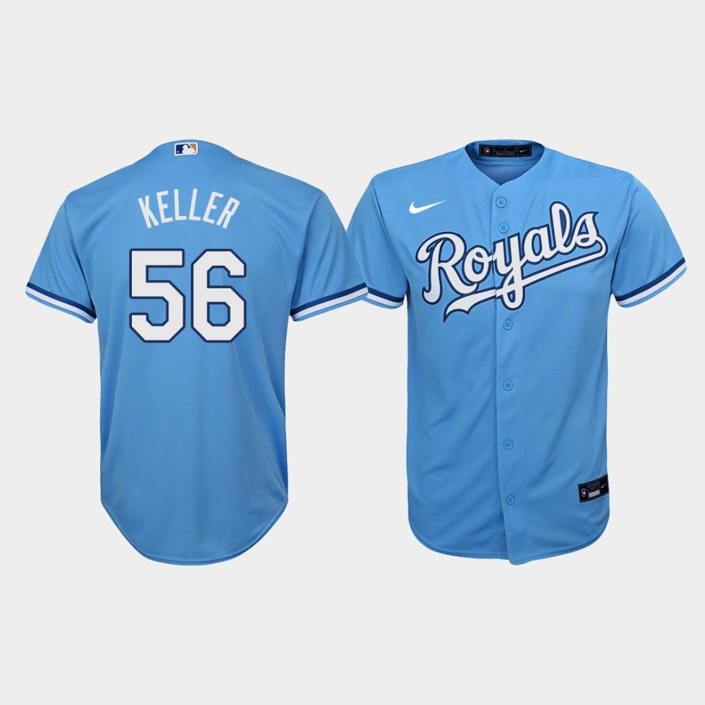 Kansas City Royals Brad Keller 56 Light Blue Alternate MLB Jersey Youth
