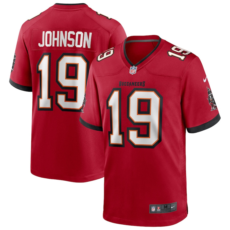 Keyshawn Johnson 19 Tampa Bay Buccaneers Game Retired Red NFL Jersey Men's