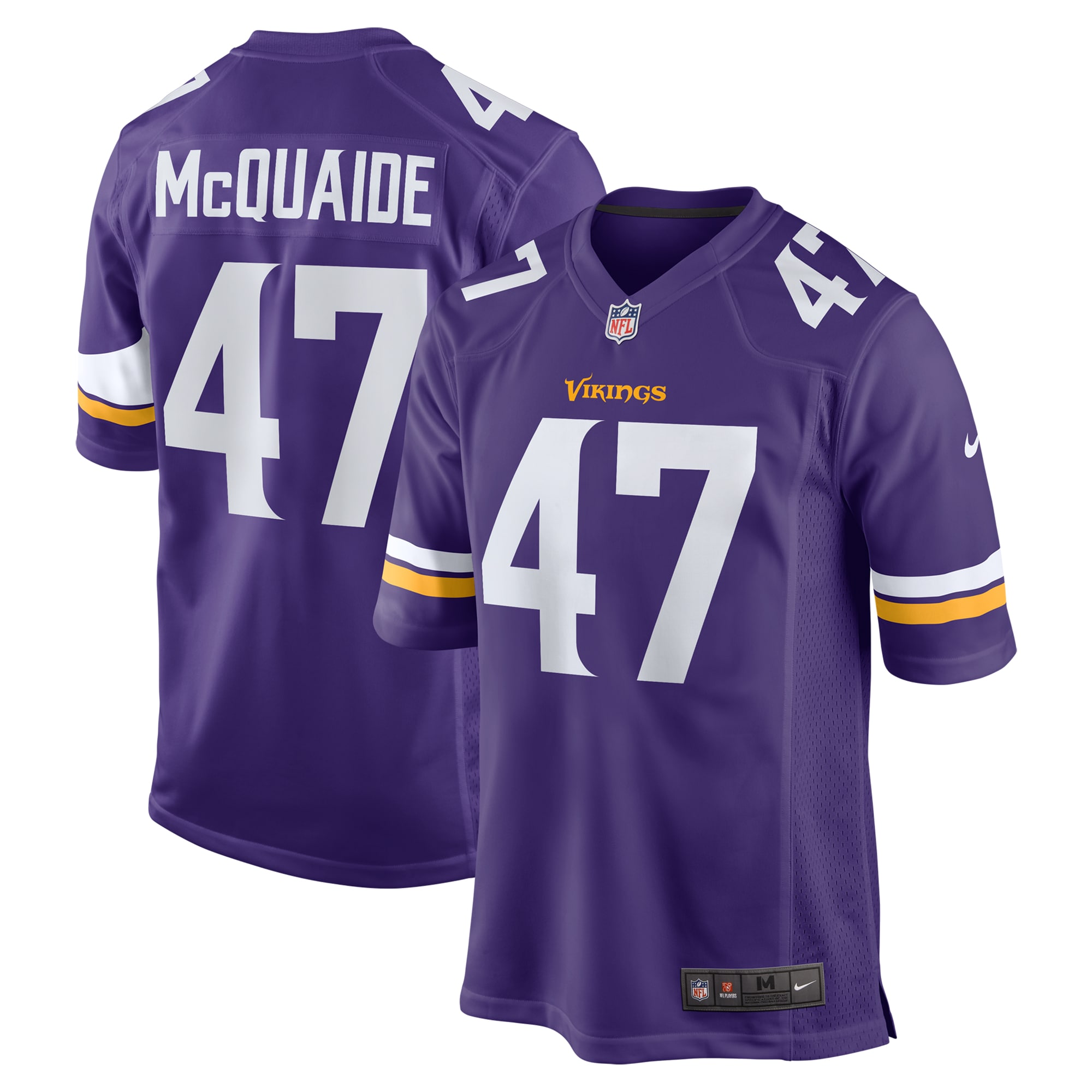 Minnesota Vikings Jake McQuaide Purple Game NFL Jersey Men's