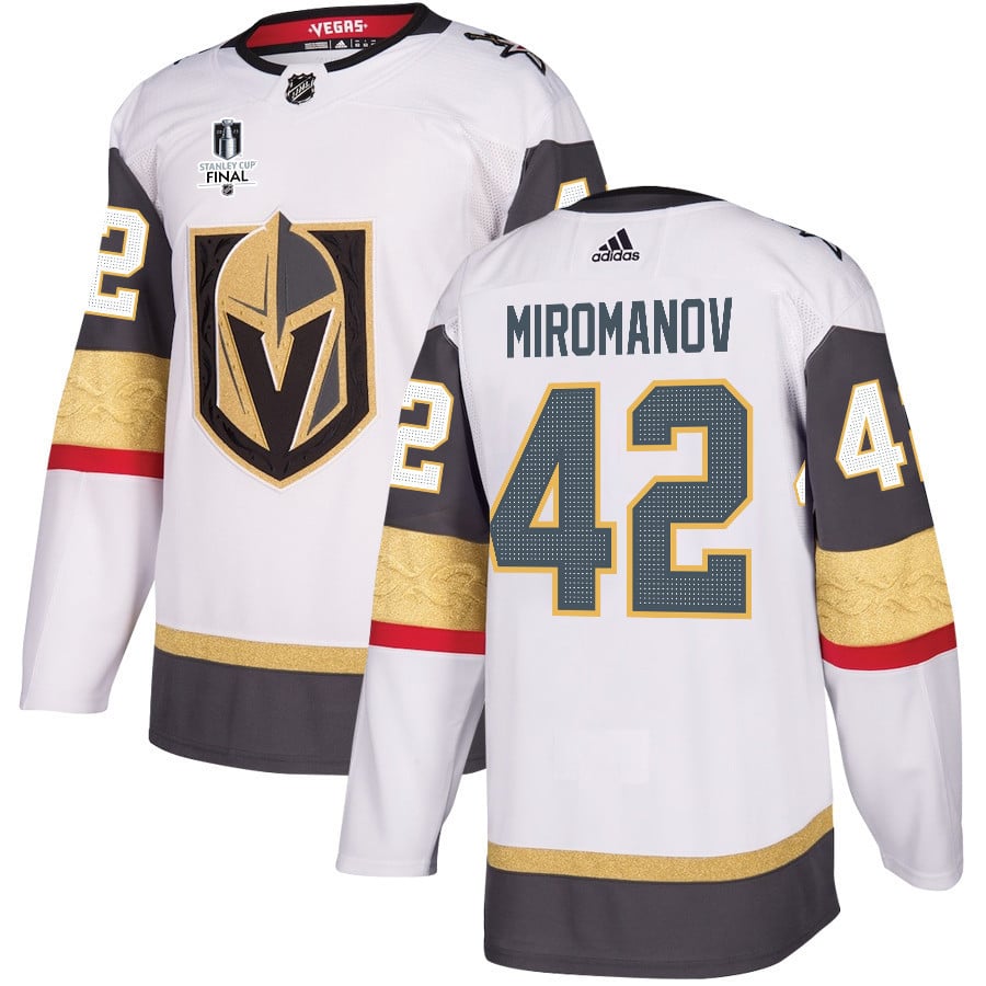 Daniil Miromanov 42 Vegas Golden Knights Stanley Cup 2023 Final Patch Away Breakaway White NHL Jersey Men's