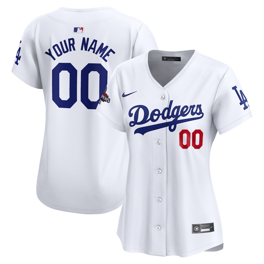Los Angeles Dodgers 2024 World Series Champions Home Custom Limited White MLB Jersey Women's