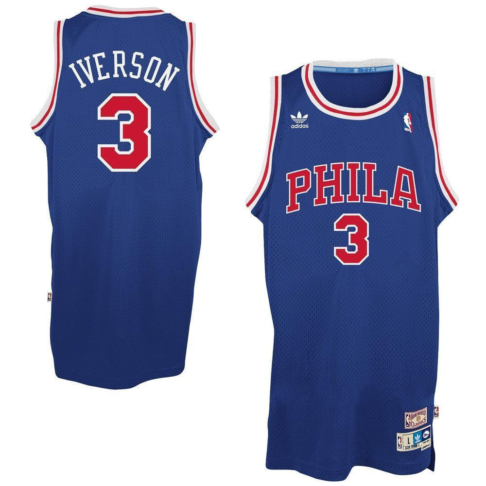 Allen Iverson Philadelphia 76ers Blue Hardwood Classics Swingman NBA Jersey Men's
