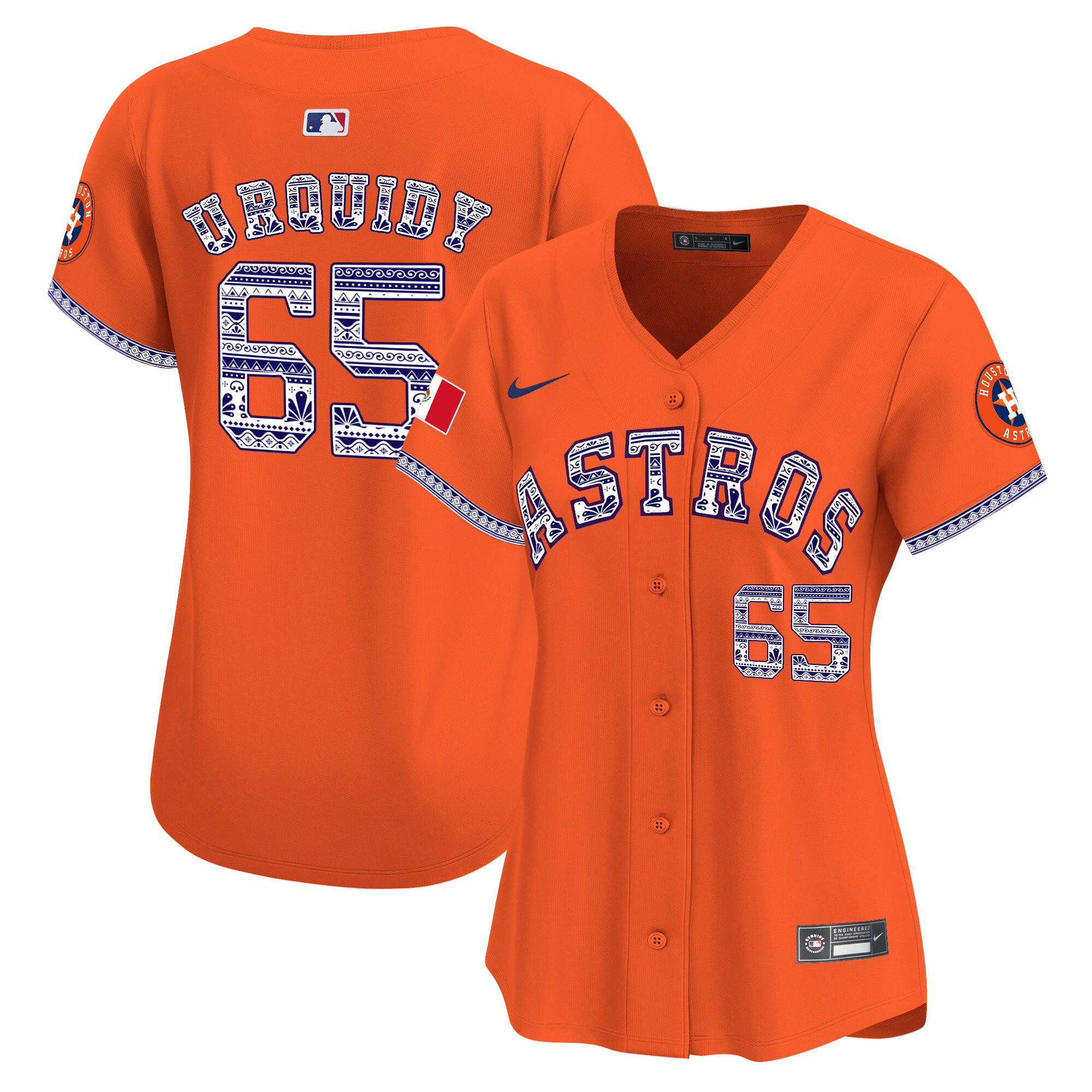 Jose Urquidy 65 Houston Astros Mexico Orange MLB Jersey Women's