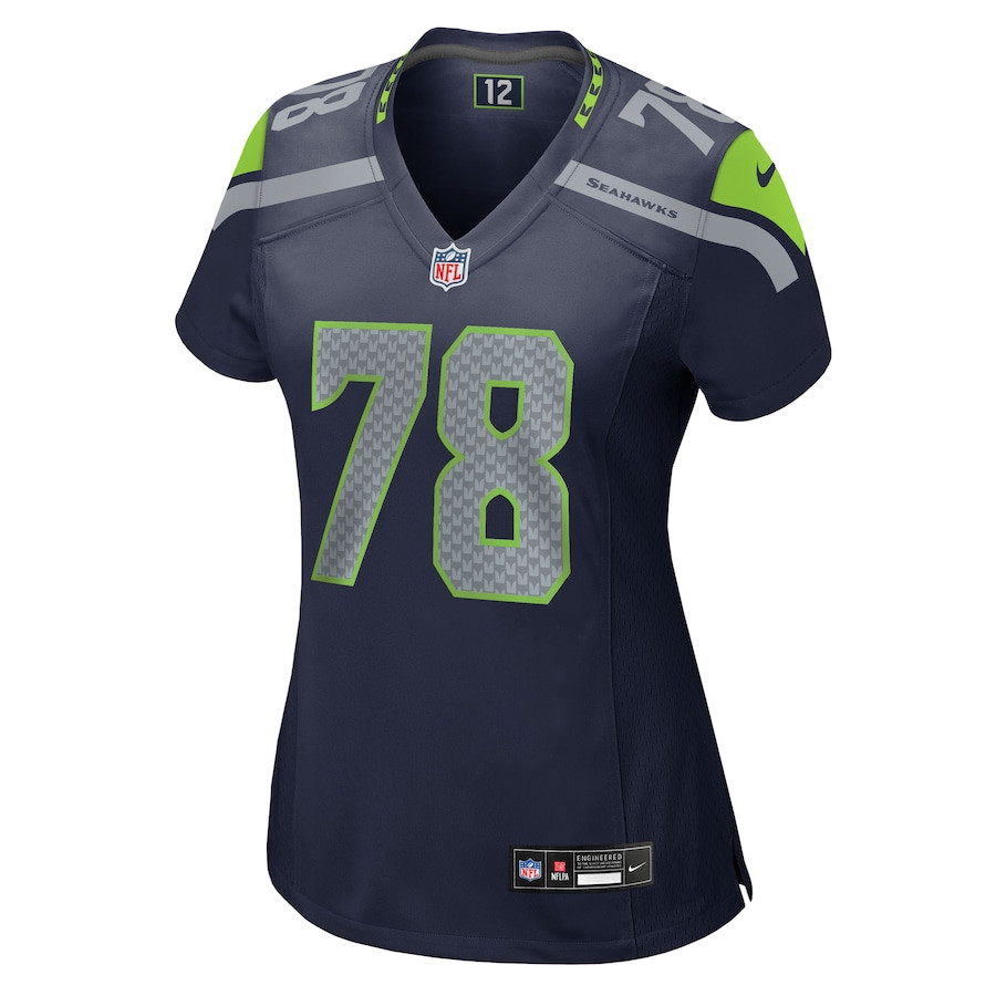 Stone Forsythe 78 Seattle Seahawks Team Game College Navy NFL Jersey Women's