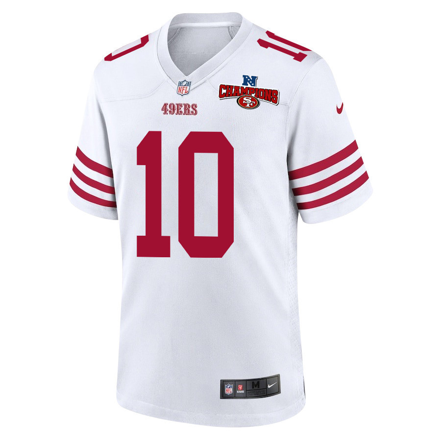 Ronnie Bell 10 San Francisco 49ers NFC Champions Patch Game White NFL Jersey Men's