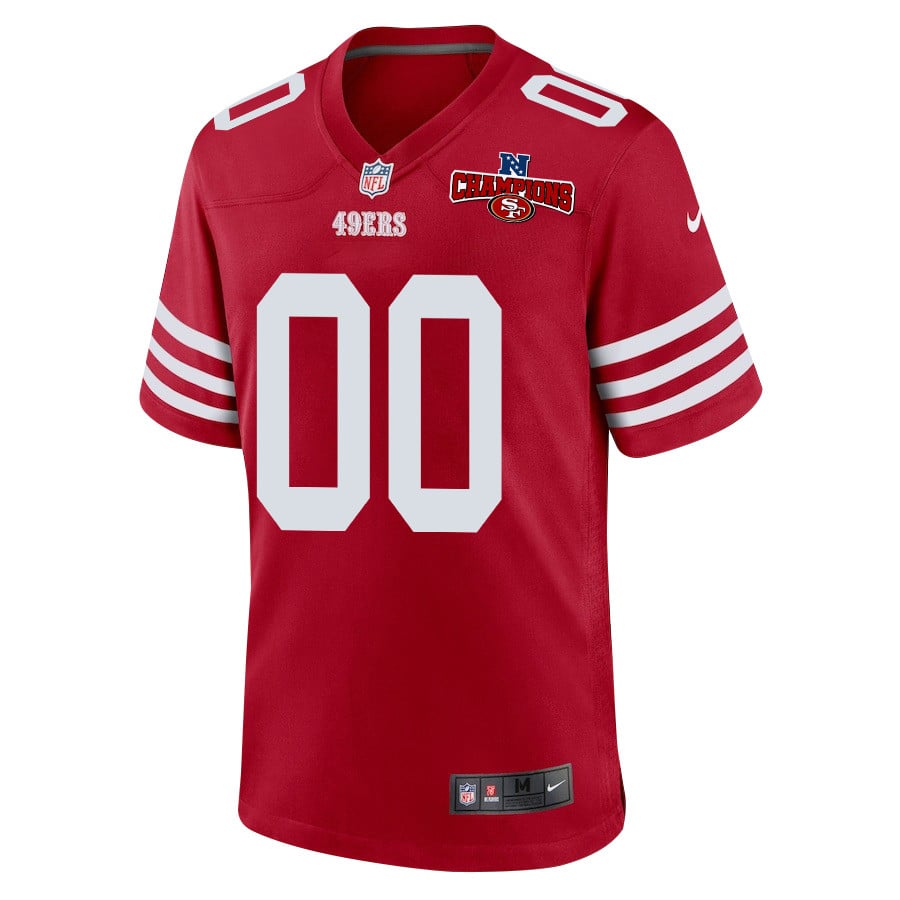 San Francisco 49ers NFC Champions Patch Game Custom Scarlet NFL Jersey Men's
