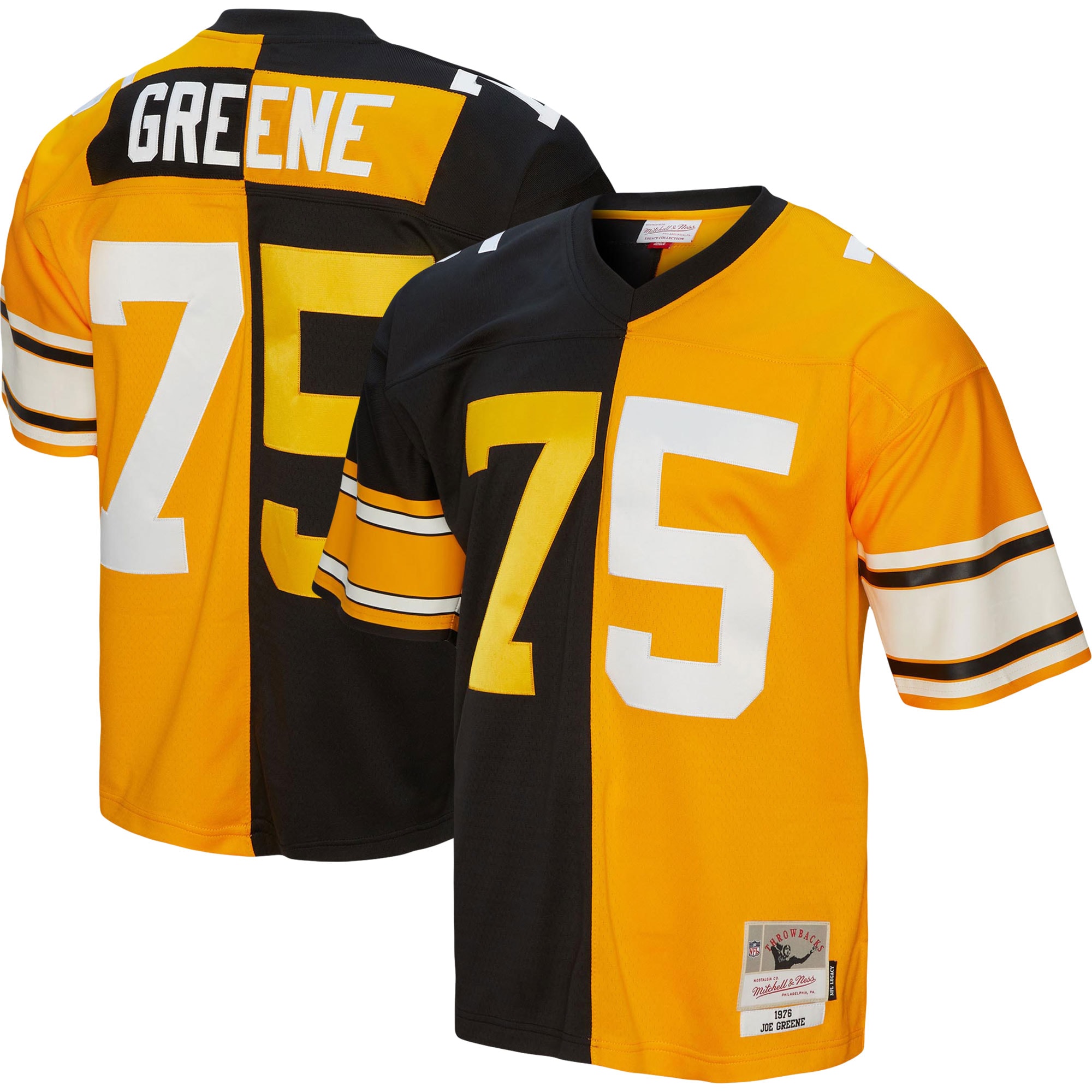 Pittsburgh Steelers Joe Greene Mitchell Ness Black/Gold 1976 Split Legacy NFL Jersey Men's