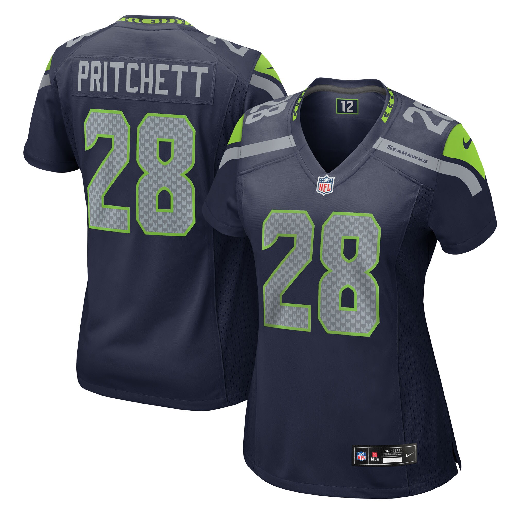 Seattle Seahawks Nehemiah Pritchett College Navy Team Game NFL Jersey Women's