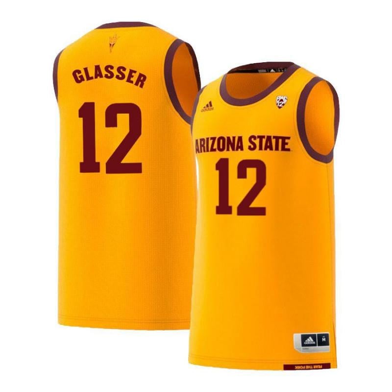 12 Derek Glasser Yellow Retro Arizona State Sun Devils NCAA Jersey Men's