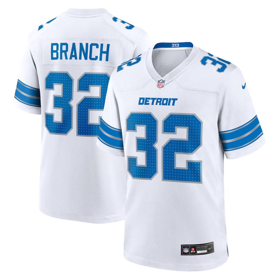 Brian Branch 32 Detroit Lions White Game White NFL Jersey Men's