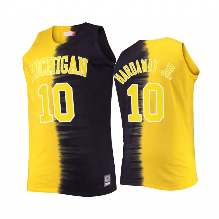 Tim Hardaway Jr. 10 Michigan Wolverines Navy Maize Classic Tie-Dye Color Crash NCAA Jersey Men's