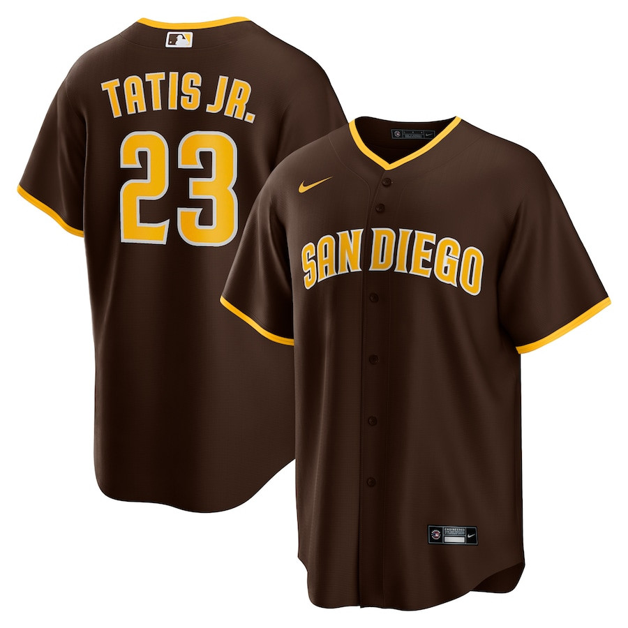 Fernando Tatis Jr. 23 San Diego Padres Road Brown MLB Jersey Men's