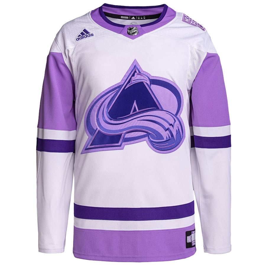 Colorado Avalanche Fights Cancer Primegreen Custom White/Purple NHL Jersey Men's