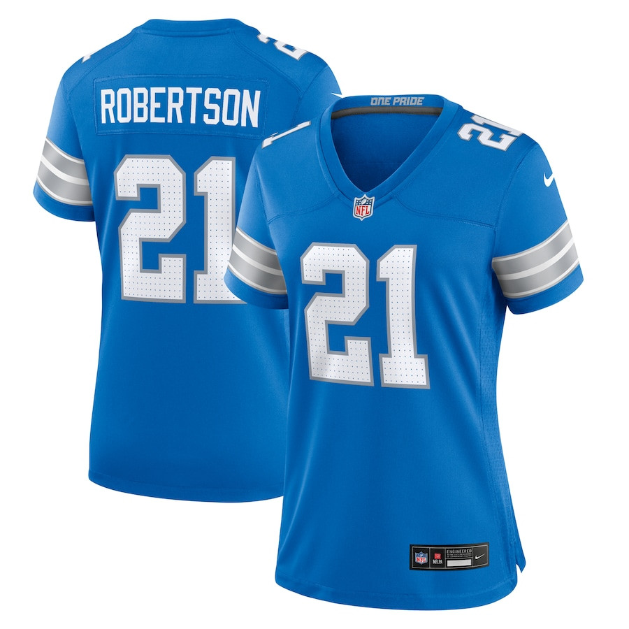 Amik Robertson 21 Detroit Lions Team Game Blue NFL Jersey Women's