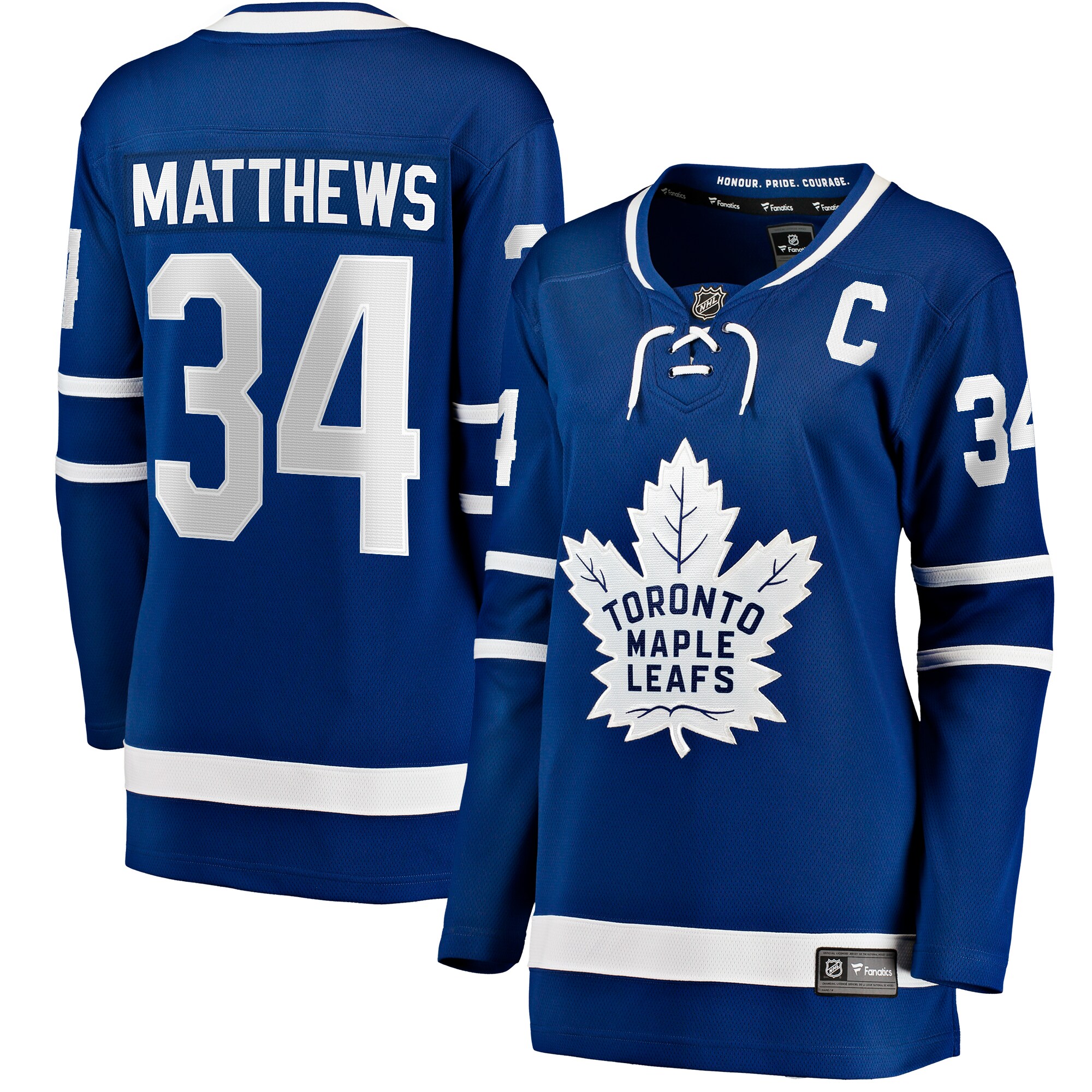 Toronto Maple Leafs Auston Matthews Blue Captain Patch Home Breakaway Player NHL Jersey Women's