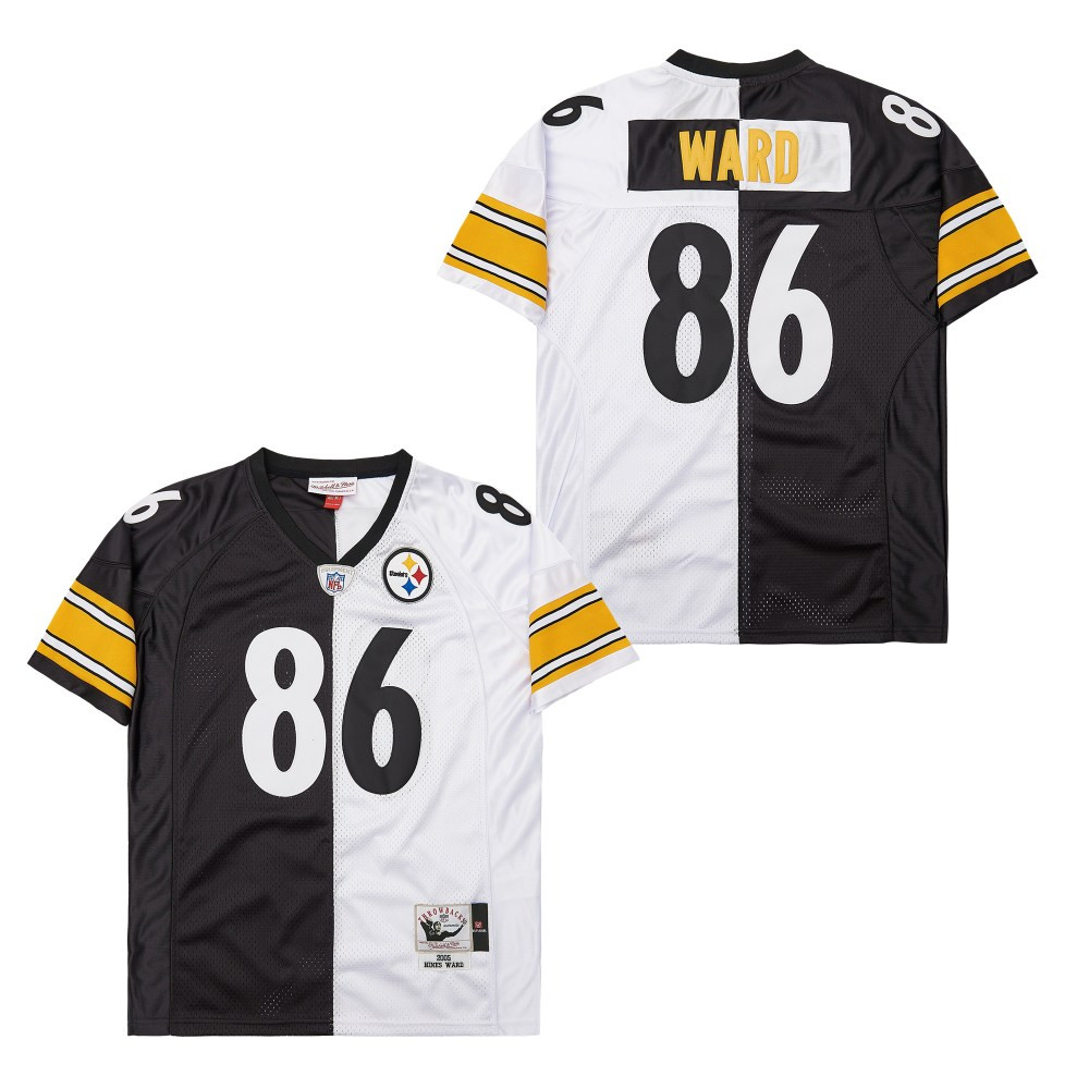 Hines Ward 86 Pittsburgh Steelers Two-Toned Retro Throwback Black/White NFL Jersey Men's