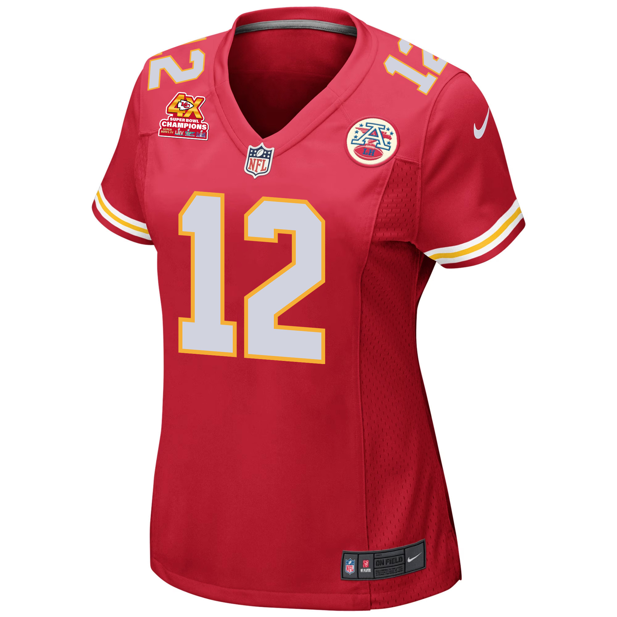 Mecole Hardman 12 Kansas City Chiefs Super Bowl LVIII Champions 4X Game Red NFL Jersey Women's