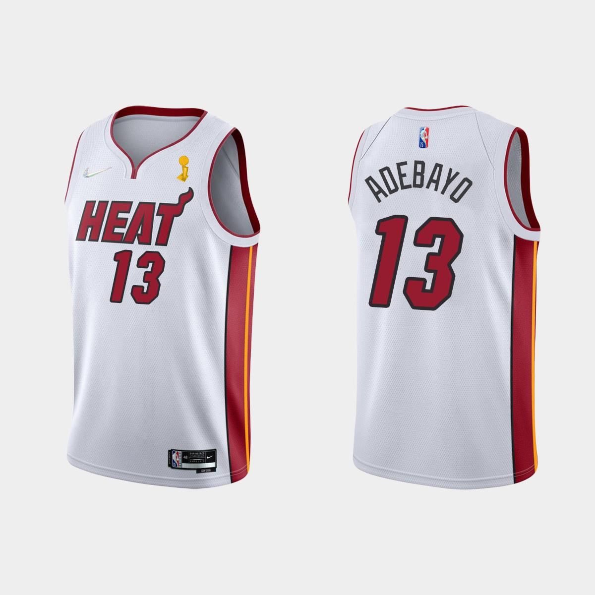 Miami Heat 13 Bam Adebayo Champions Cup 2023 Patc White NBA Jersey Men's