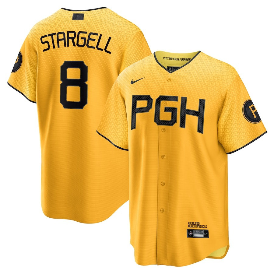 Willie Stargell 8 Pittsburgh Pirates 2023 City Connect Gold MLB Jersey Men's