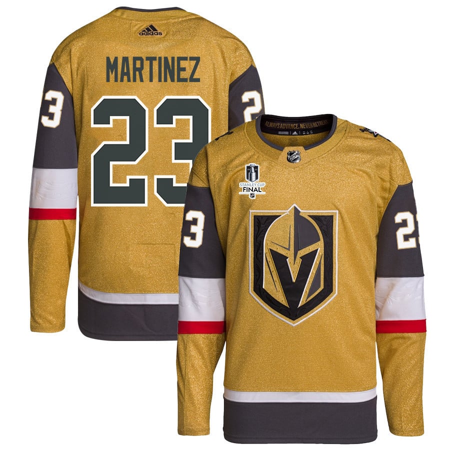 Alec Martinez 23 Vegas Golden Knights Stanley Cup 2023 Final Patch Home Breakaway Gold NHL Jersey Men's