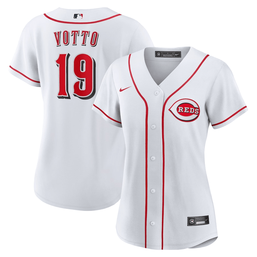 Joey Votto 19 Cincinnati Reds Home White MLB Jersey Women's