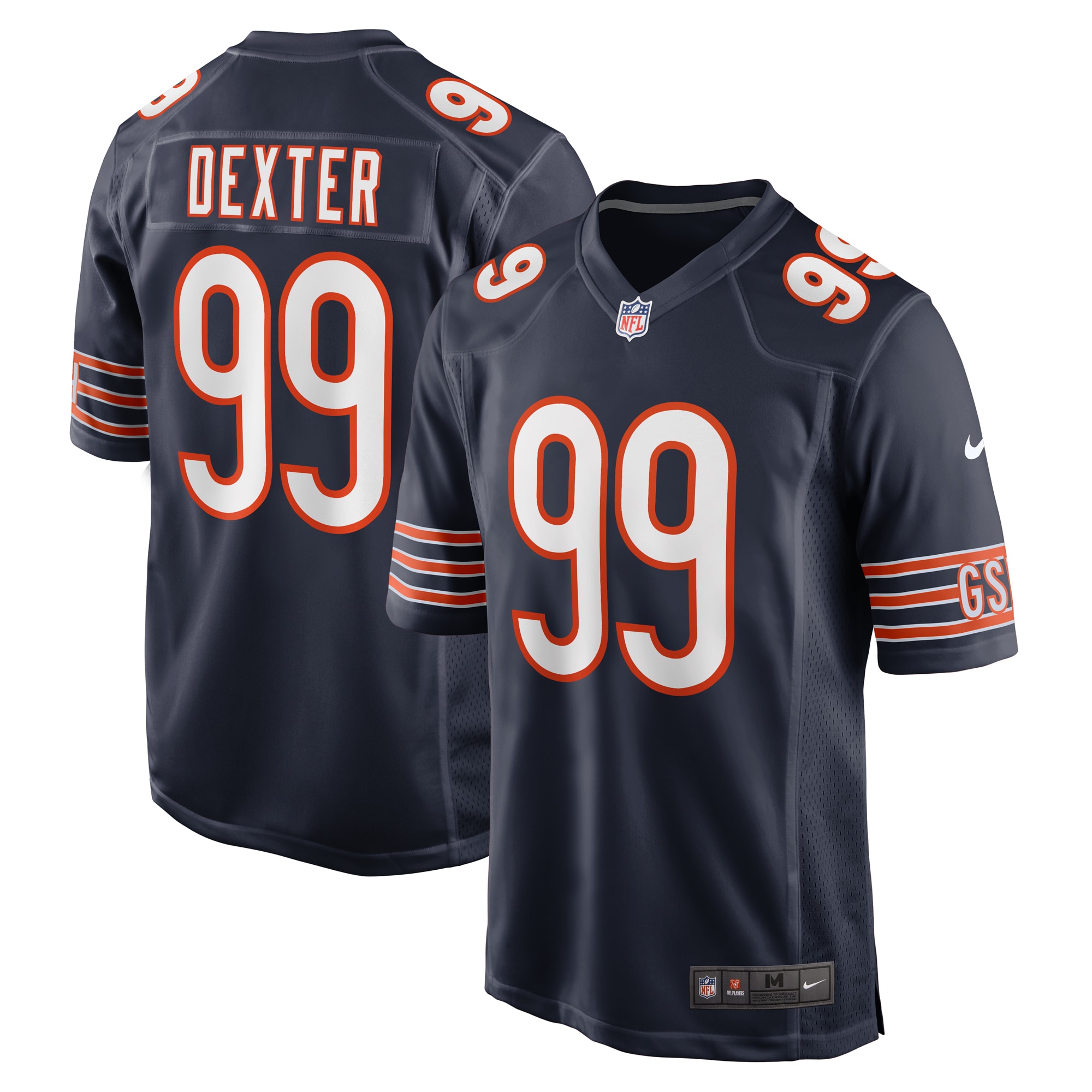 Chicago Bears Gervon Dexter Sr Navy Team Game NFL Jersey Men's
