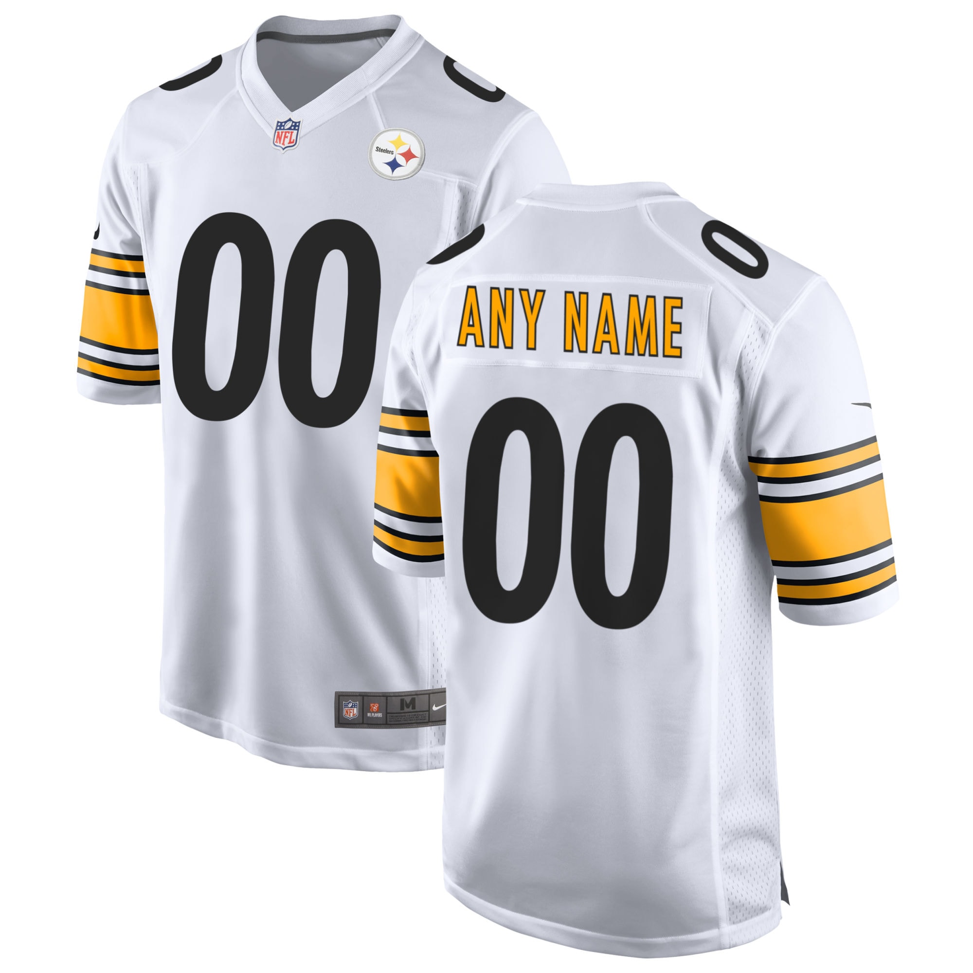 White Pittsburgh Steelers Away Custom Game NFL Jersey Men's