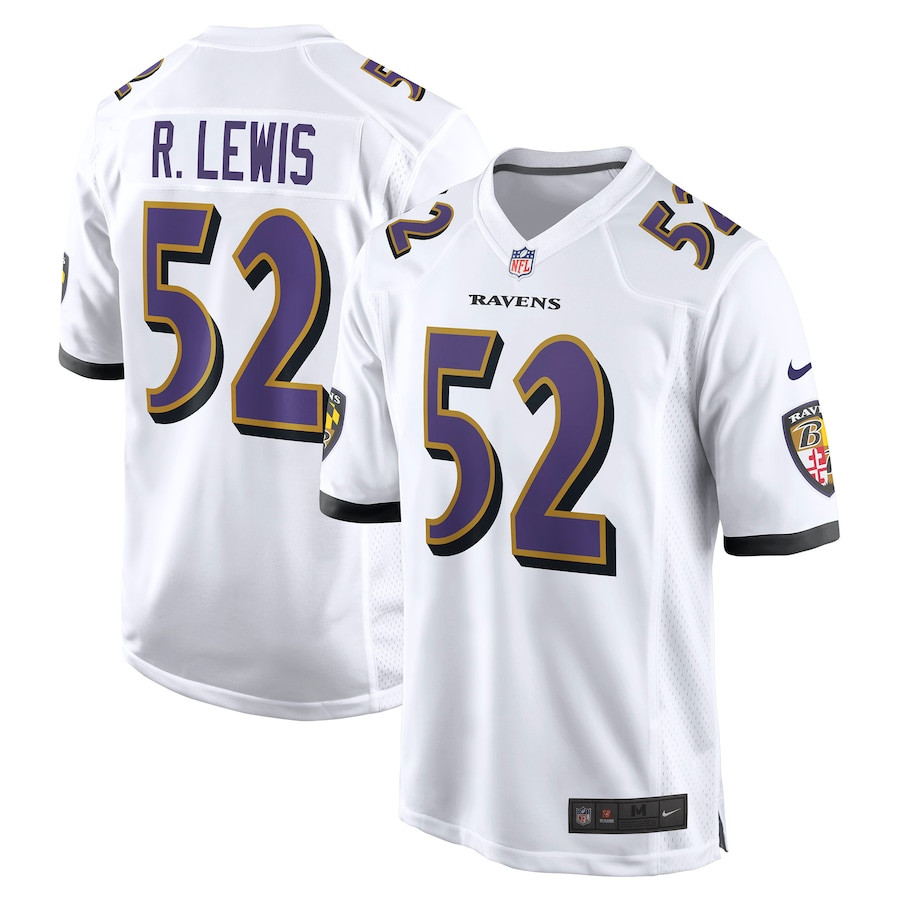 Ray Lewis 52 Baltimore Ravens Retired Game White NFL Jersey Men's