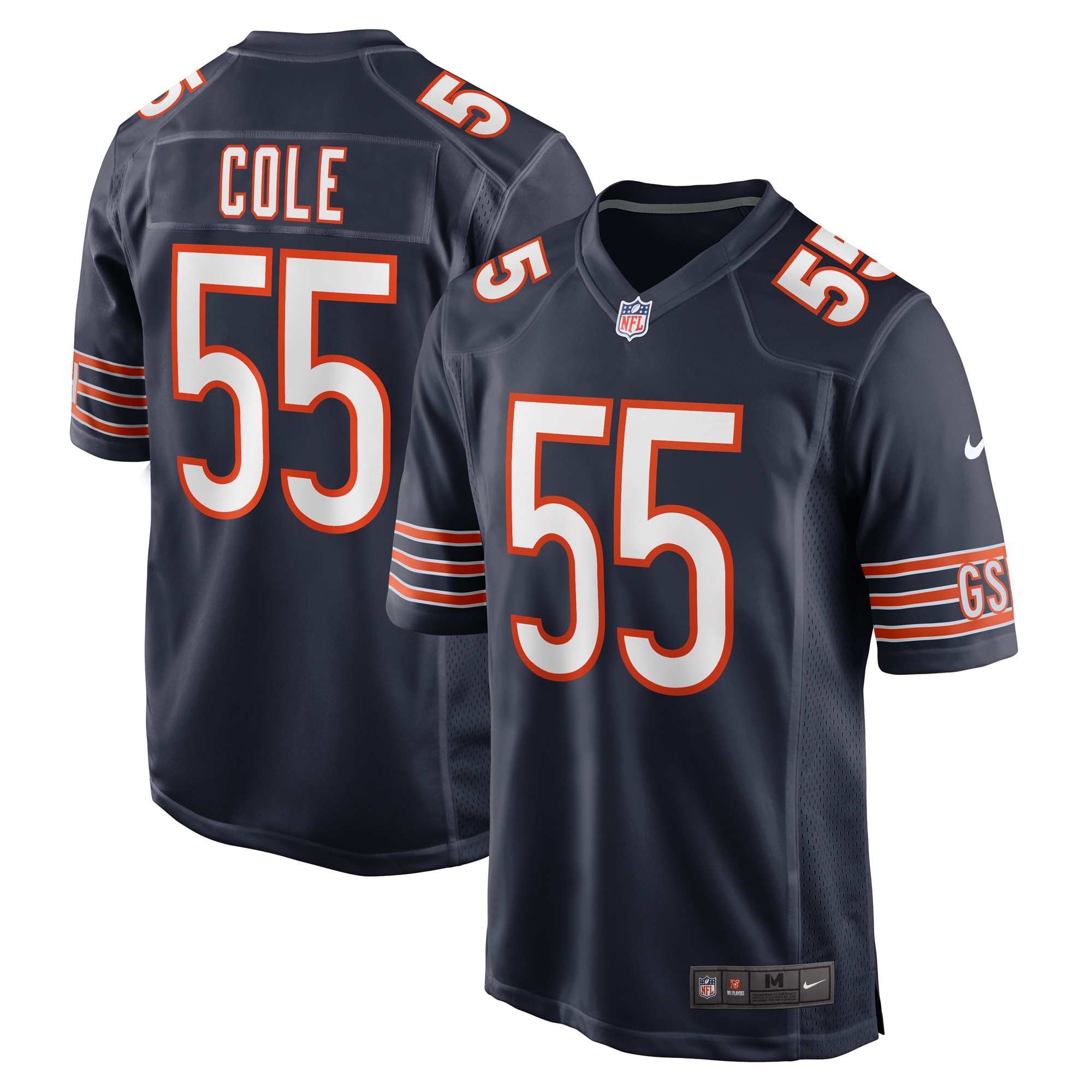 Chicago Bears Dylan Cole Navy Game NFL Jersey Men's