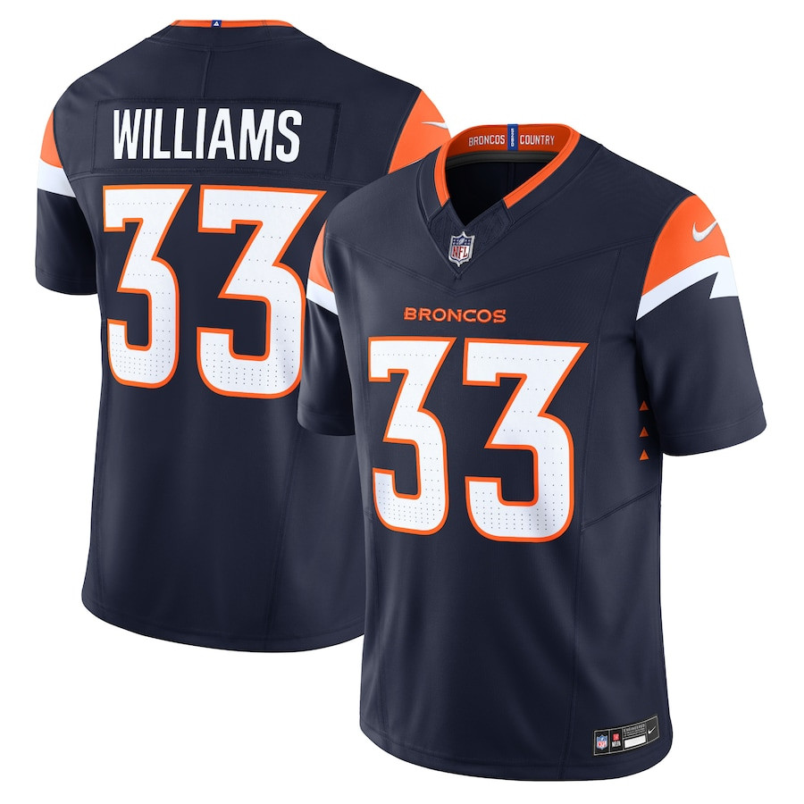 Javonte Williams 33 Denver Broncos Alternate Vapor F.U.S.E. Limited Navy NFL Jersey Men's