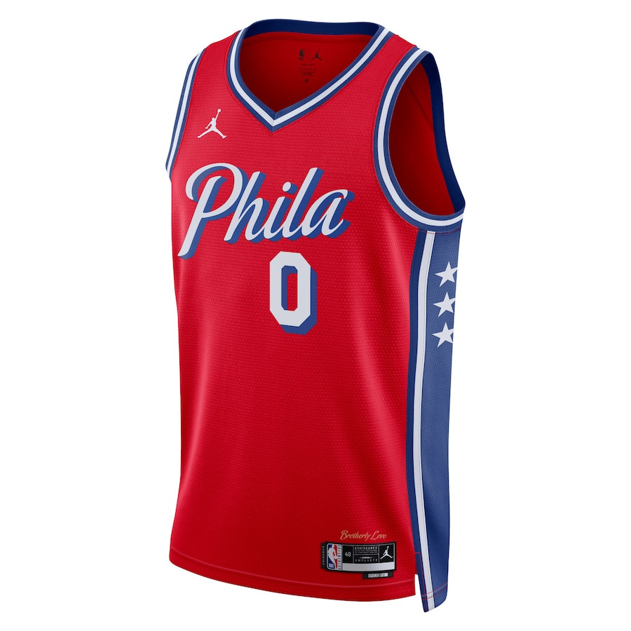 Tyrese Maxey 0 Philadelphia 76ers Unisex Swingman Statement Edition Red NBA Jersey Unisex