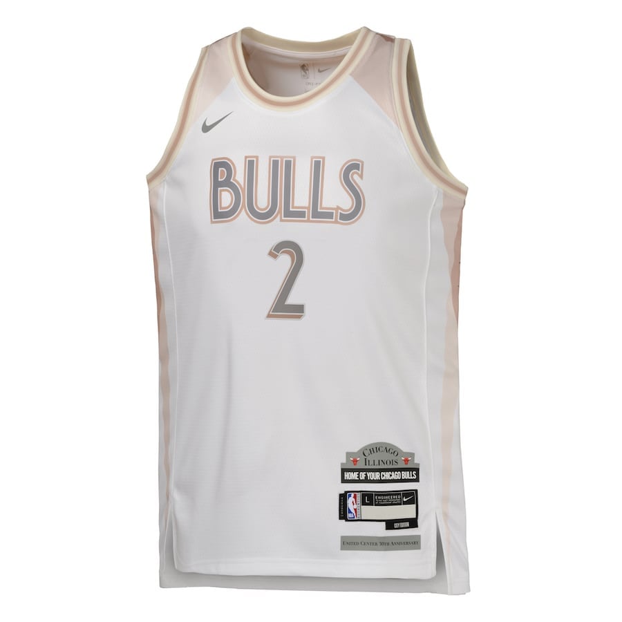Lonzo Ball 2 Chicago Bulls 2024/25 Swingman Playe City Editio White NBA Jersey Youth