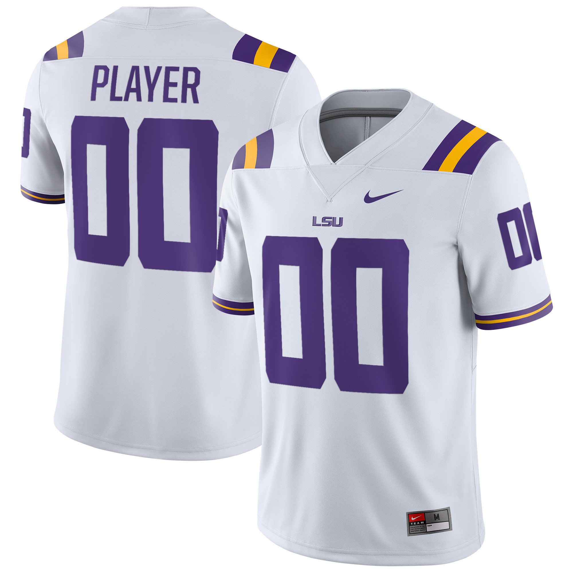 LSU Tigers NIL Football Custom 00 White NCAA Jersey Men's