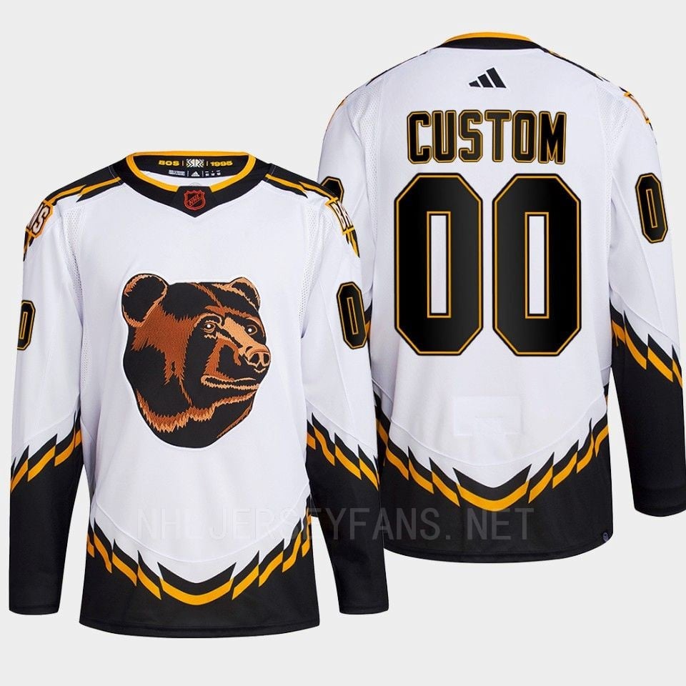 Boston Bruins 2022 Reverse Retro 2.0 Custom 00 White Primegreen NHL Jersey Men's