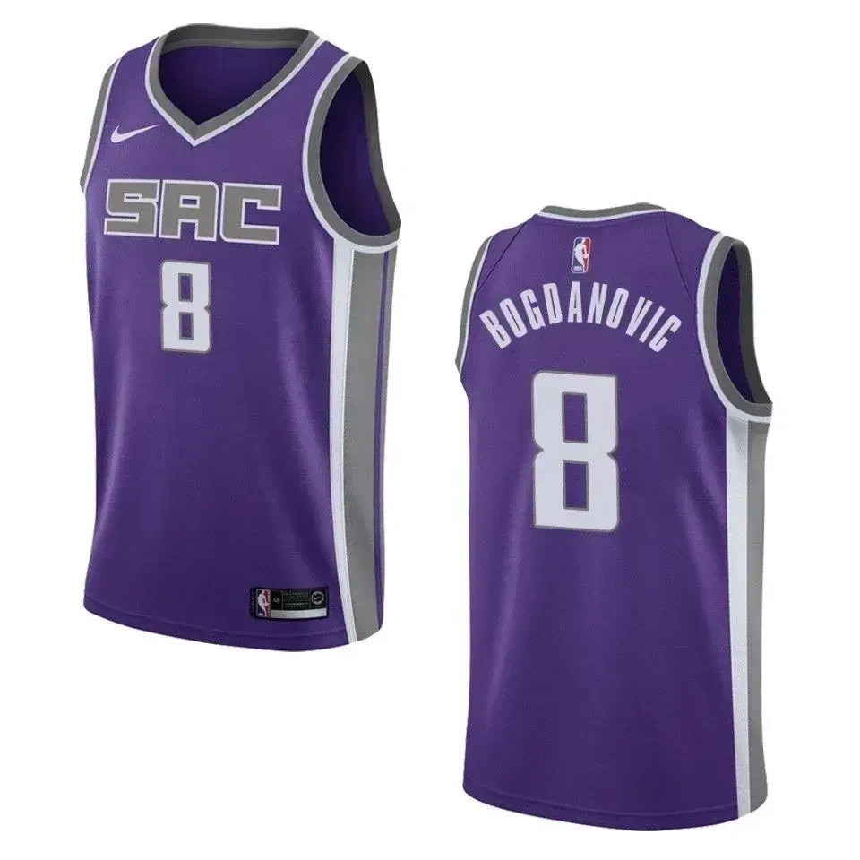 Sacramento Kings 8 Bogdan Bogdanovic Icon Swingman Purple NBA Jersey Men's
