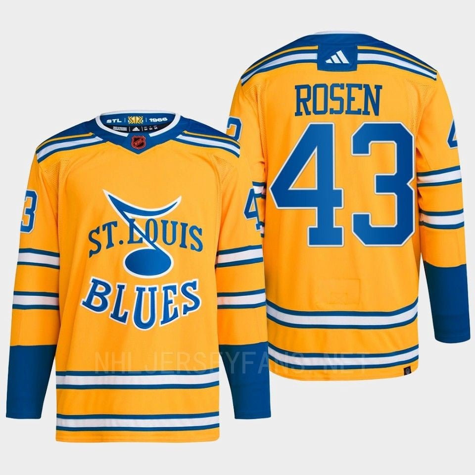 Calle Rosen 43 Reverse Retro 2.0 2022 St. Louis Blues Yellow Primegreen NHL Jersey Men's