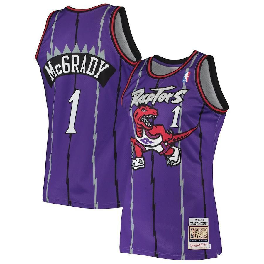 Tracy Mcgrady Toronto Raptors Mitchell Ness 1998 Hardwood Classics Purple NBA Jersey Men's