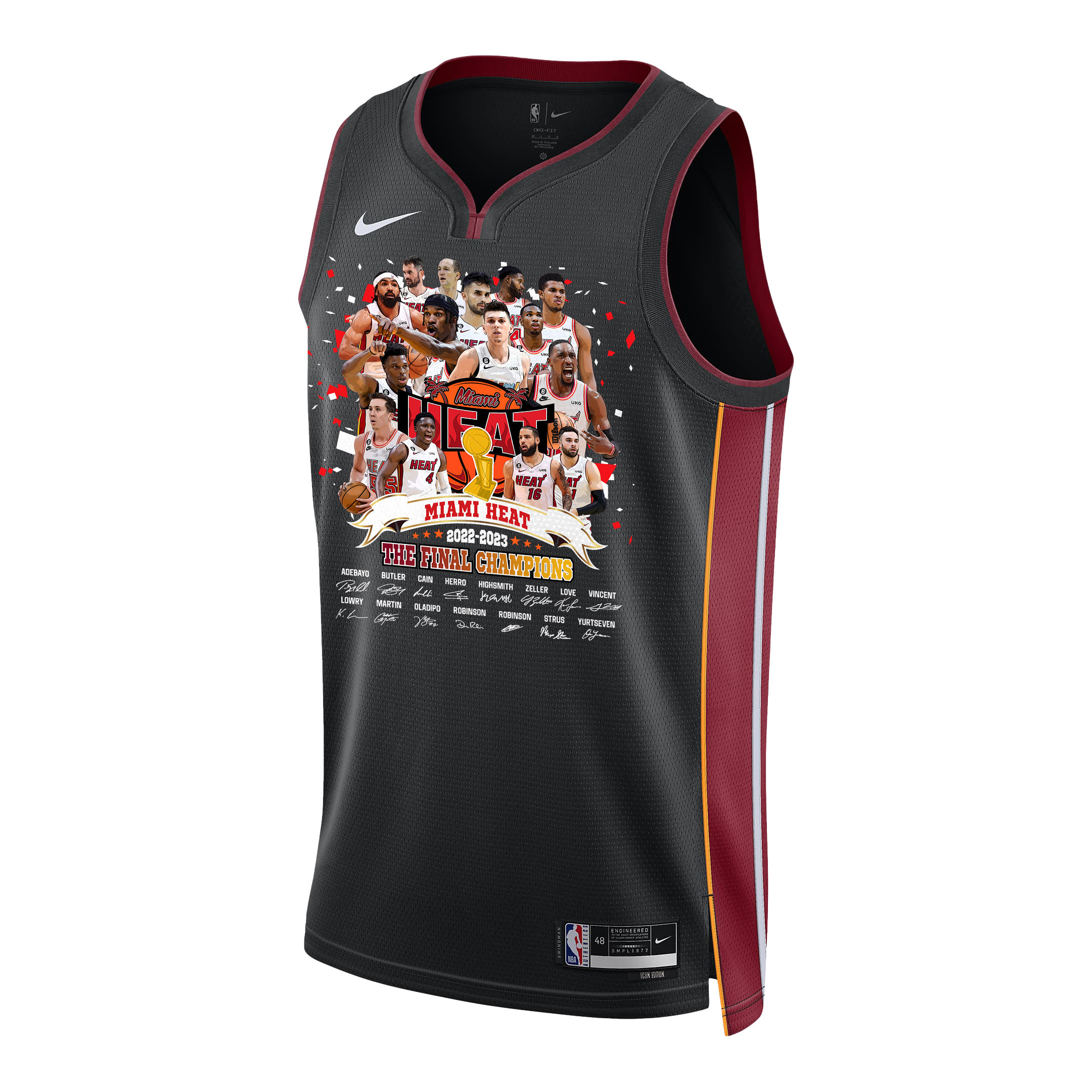 Miami Heat Finals Champions 2023 Swingman Player Signture Black NBA Jersey Men's