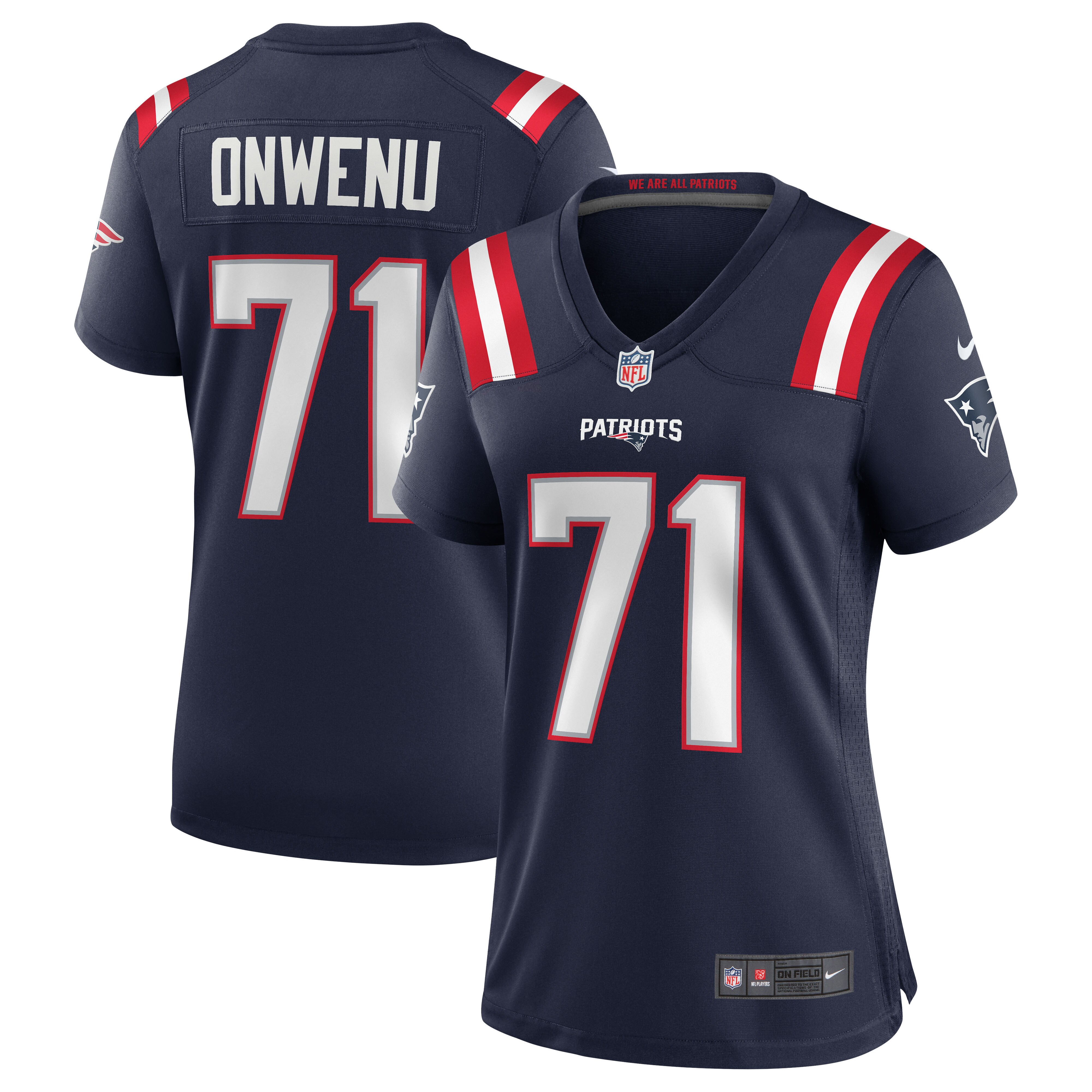 New England Patriots Mike Onwenu Navy Team Game NFL Jersey Women's