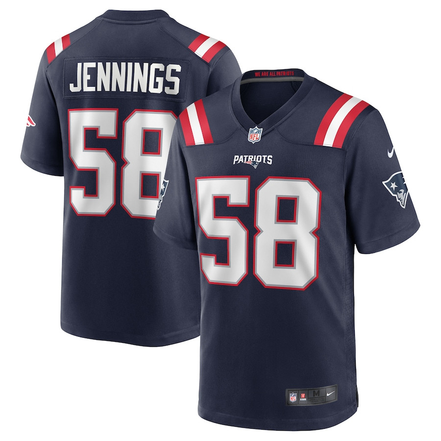 Anfernee Jennings 58 New England Patriots Team Game Navy NFL Jersey Men's