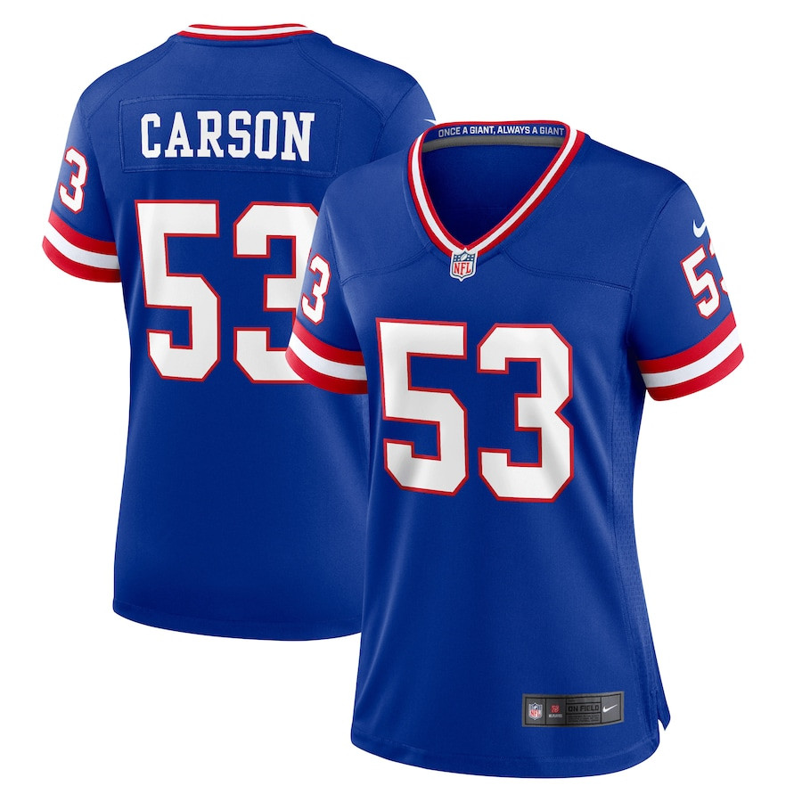 Harry Carson 53 New York Giants Classic Retired Game Royal NFL Jersey Women's
