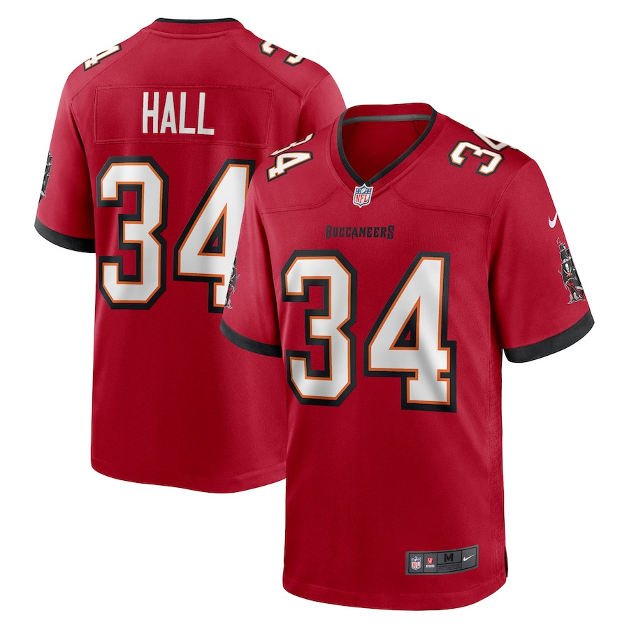 Bryce Hall 34 Tampa Bay Buccaneers Team Game Red NFL Jersey Men's