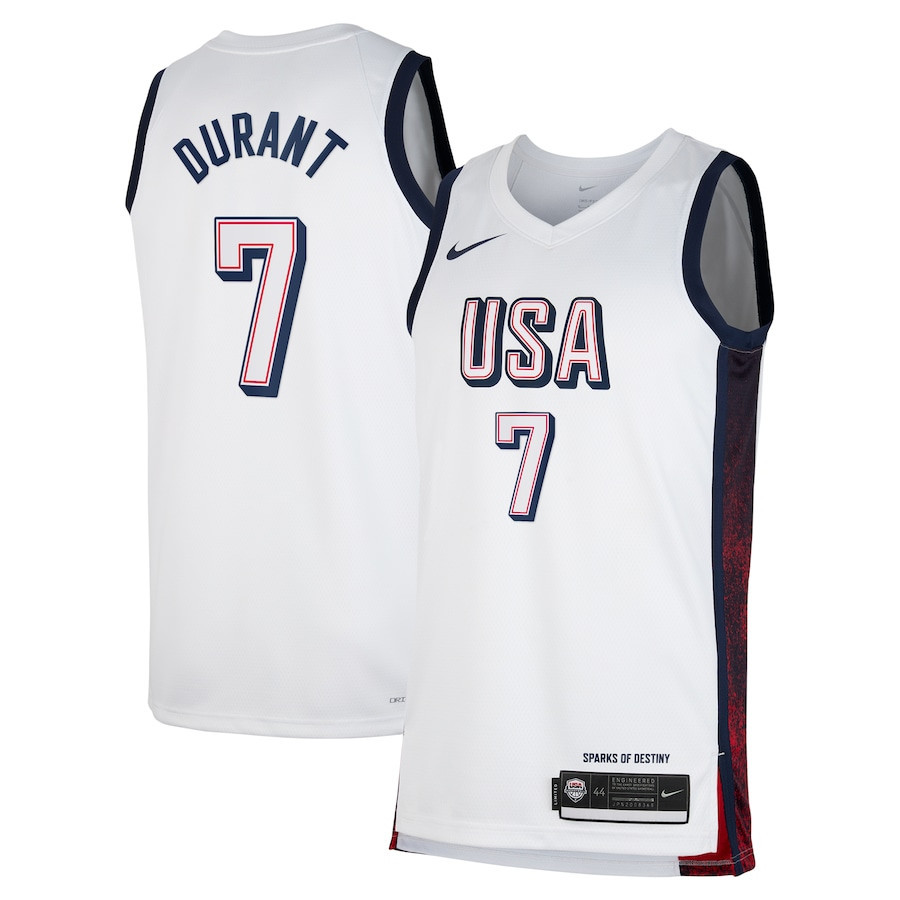 Kevin Durant 7 USA Unisex 2024 Swingman Player White NBA Jersey Unisex