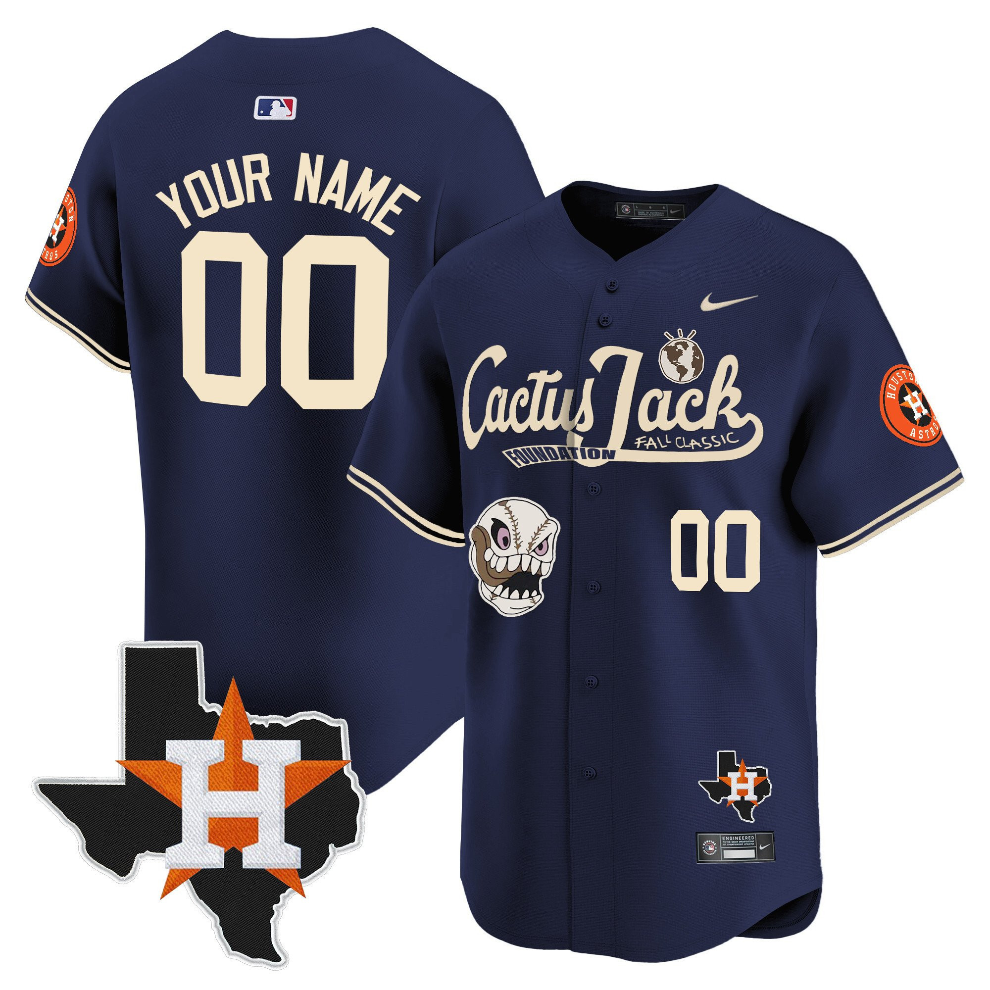 Houston Astros Cactus Jack Foundation Fall Classic Limited Custom MLB Jersey Men's