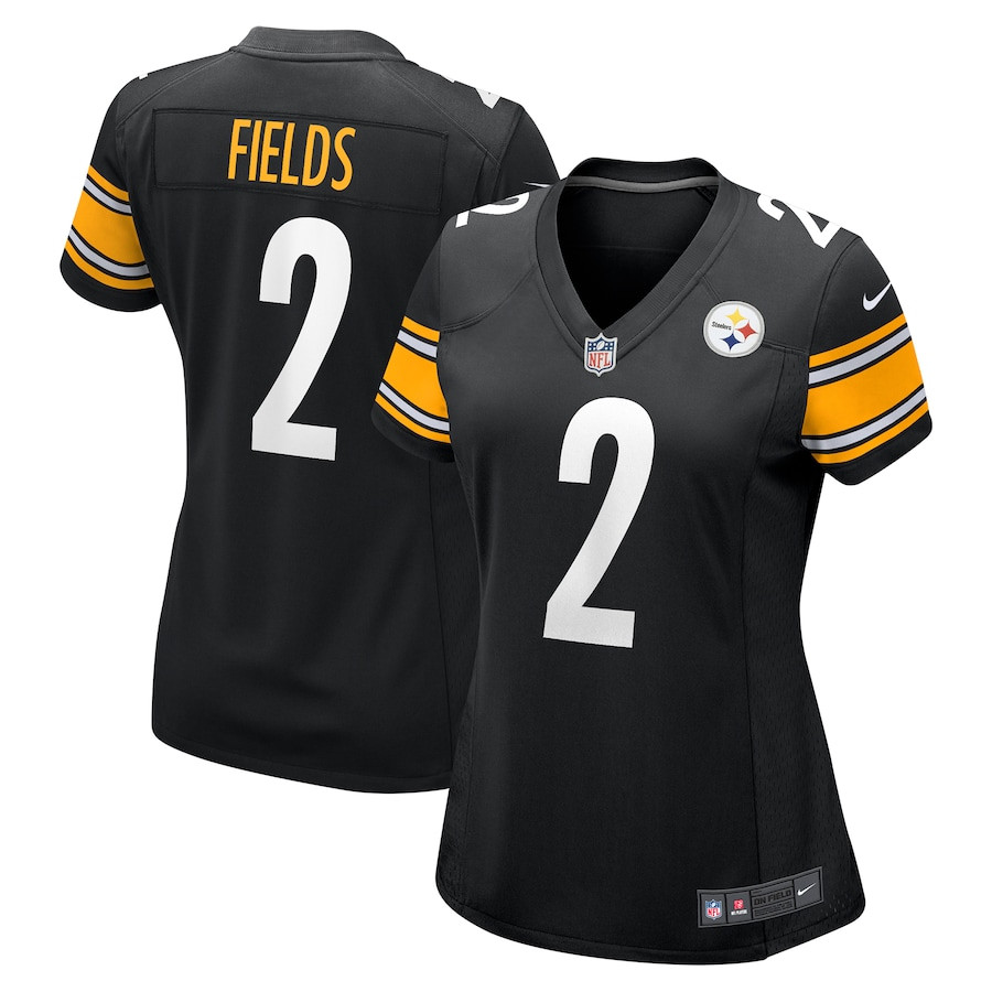 Justin Fields 2 Pittsburgh Steelers Game Black NFL Jersey Women's