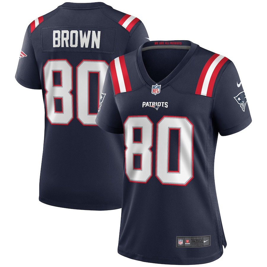 Troy Brown 80 New England Patriots Game Retired Navy NFL Jersey Women's