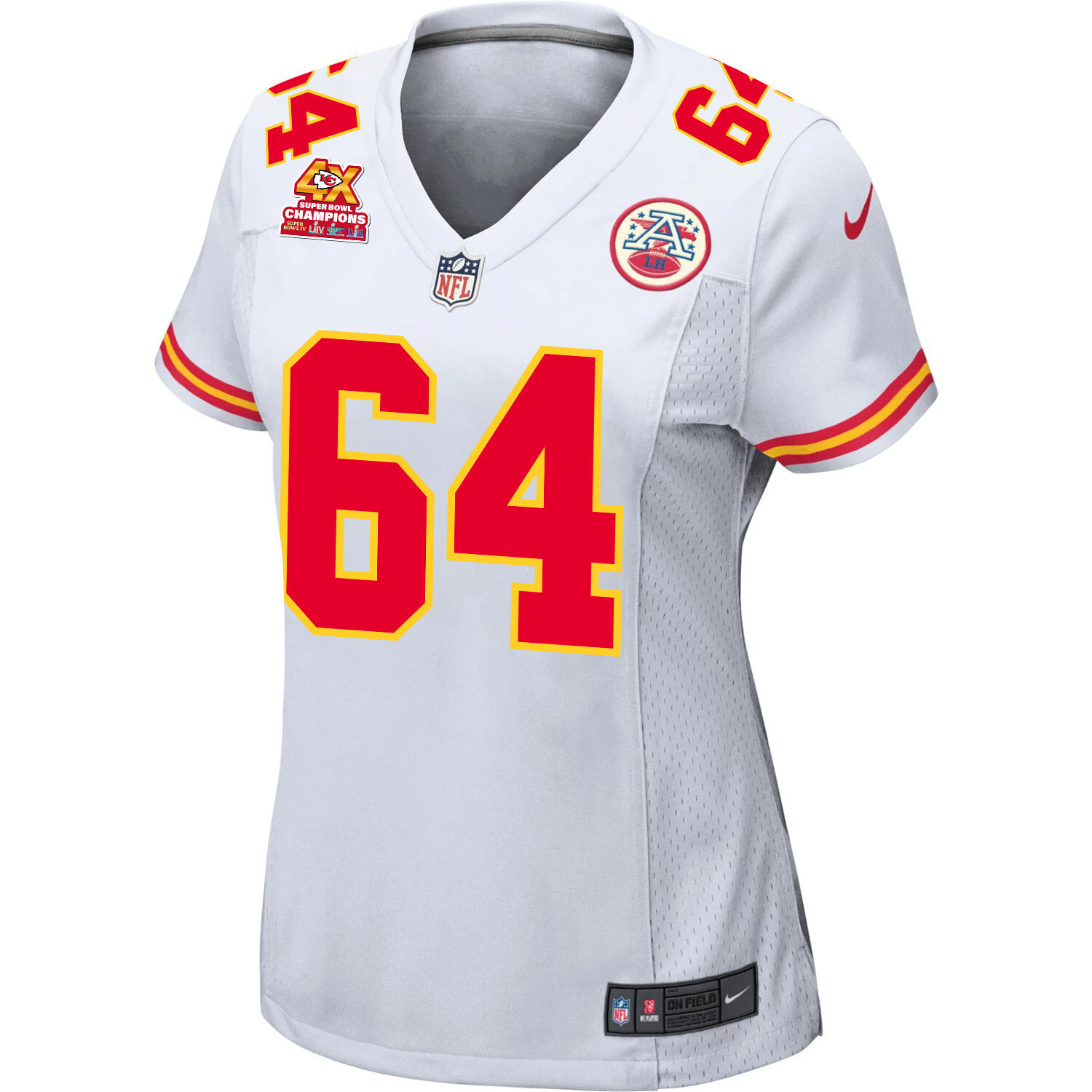 Wanya Morris 64 Kansas City Chiefs Super Bowl LVIII Champions 4X Game White NFL Jersey Women's