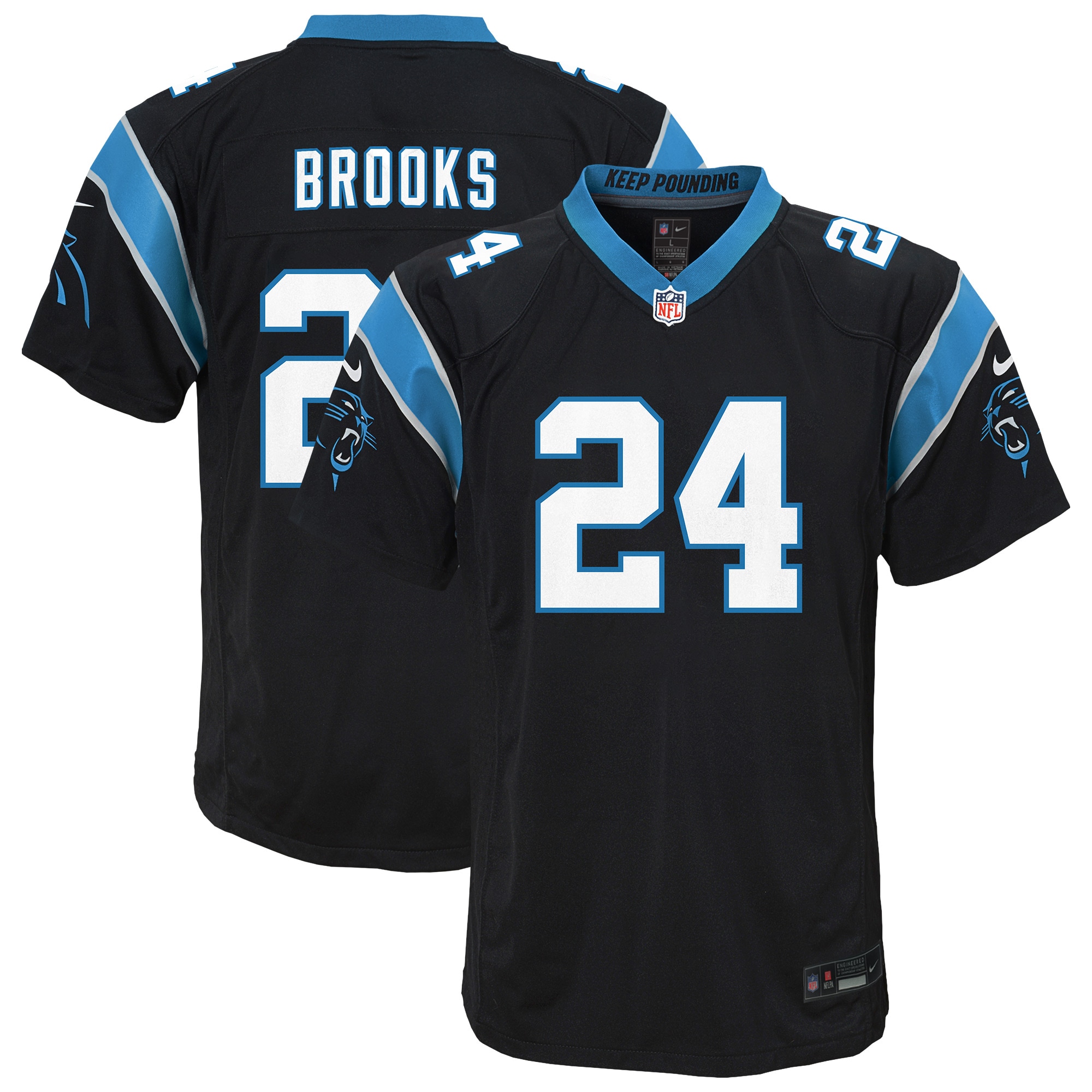 Carolina Panthers Jonathon Brooks Black Team Game NFL Jersey Youth