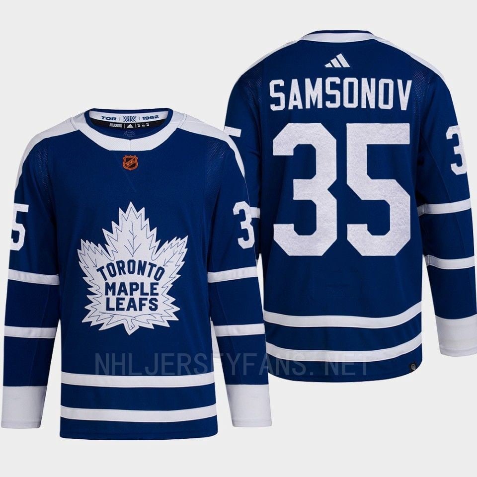 Toronto Maple Leafs 2022 Reverse Retro 2.0 Ilya Samsonov 35 Blue Primegreen NHL Jersey Men's
