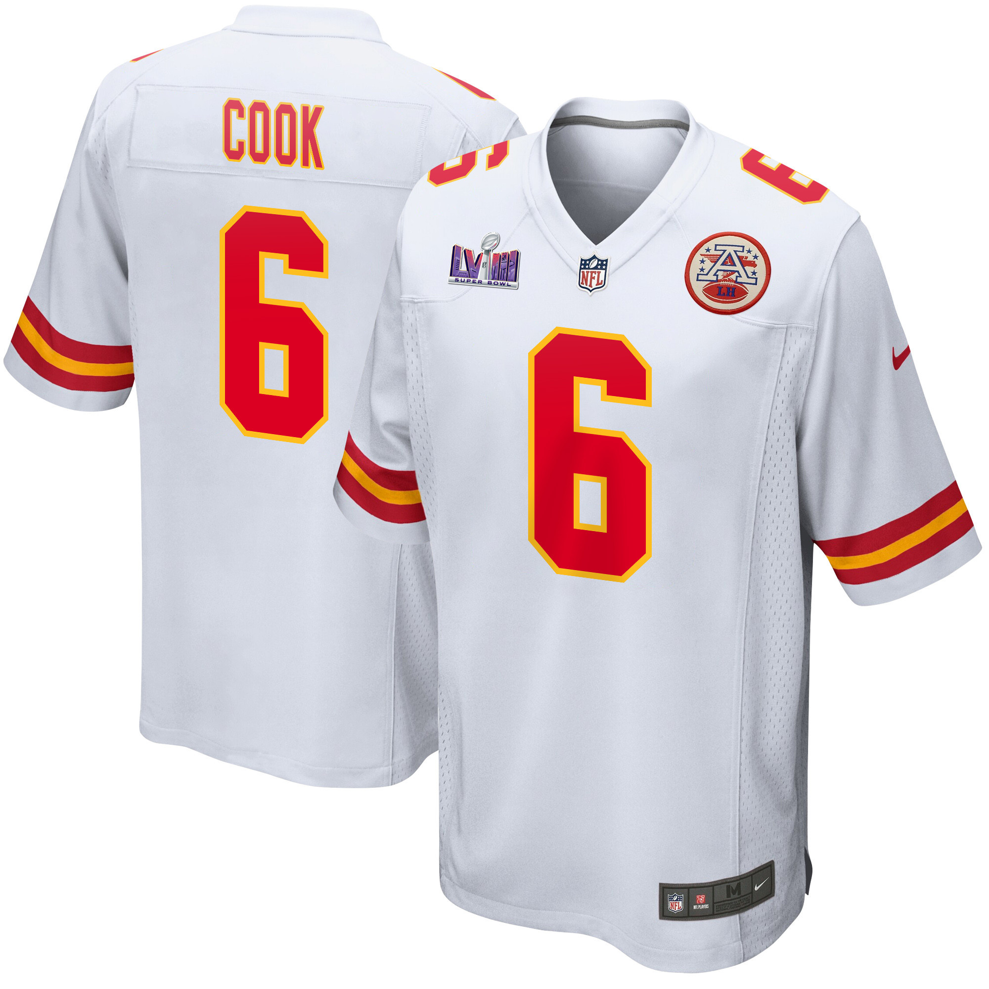 Bryan Cook 6 Kansas City Chiefs Super Bowl LVIII Patch Game White NFL Jersey Men's
